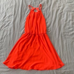 🍑NWOT Lush Neon Coral High Neck Dress, Size M🍑